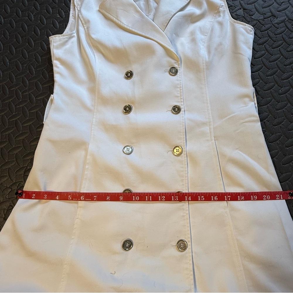 Calvin Klein Sleeveless Double Breasted Coat Dress White With Belt Size 12 - Picture 6 of 8